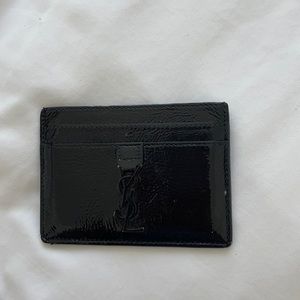 YSL black patent leather card holder
